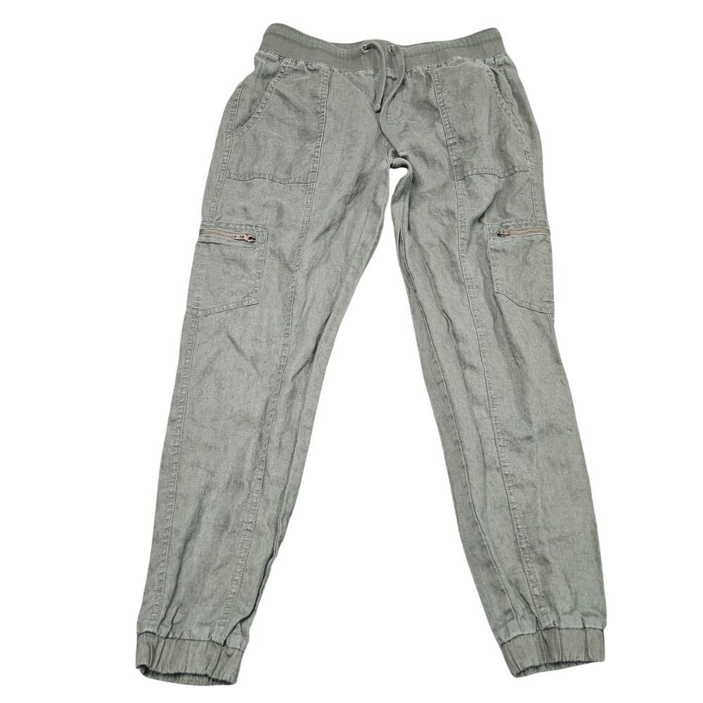 Athleta Cargo Jogger Pants 8 Green Pull Up Drawstring‎ Elastic Cuff